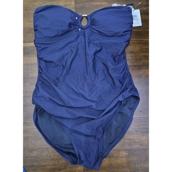 NWT Calvin Klein 12 Bandeau Neckline Ring 1PC Bandeau Swimsuit 125181 - Picture 1 of 2